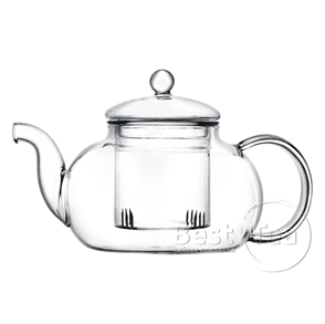 Заварочный чайник приплюснутой округлой формы, с изогнутым носиком и С-образной ручкой - фото - 1