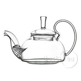 Заварочный чайник грушевидной приплюснутой формы, с изогнутым носиком и высокой изогнутой ручкой - фото - 1
