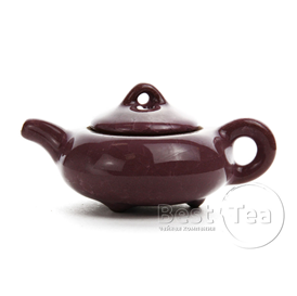 Маленький заварочный чайник округлой приплюснутой формы, из керамики - фото - 1